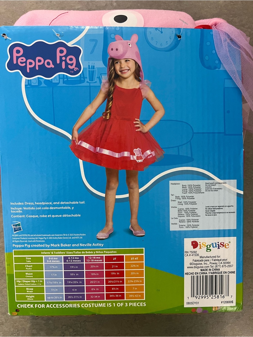 Peppa Pig Red costume Dress with Pink Headpiece Toddler Costume NEW 2T Halloween - Picture 8 of 10